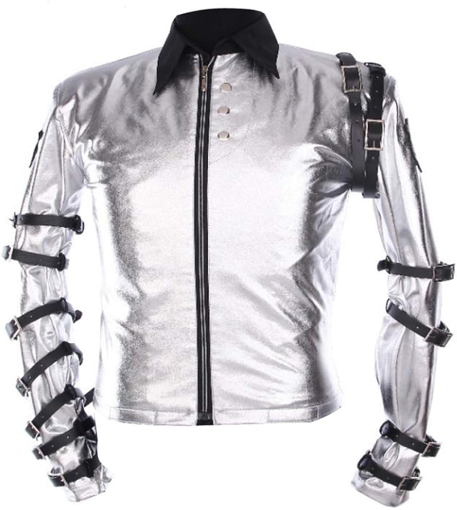 Shop Michael Jackson Silver Satin Jacket: Classic Style from Thriller to Bad Tour