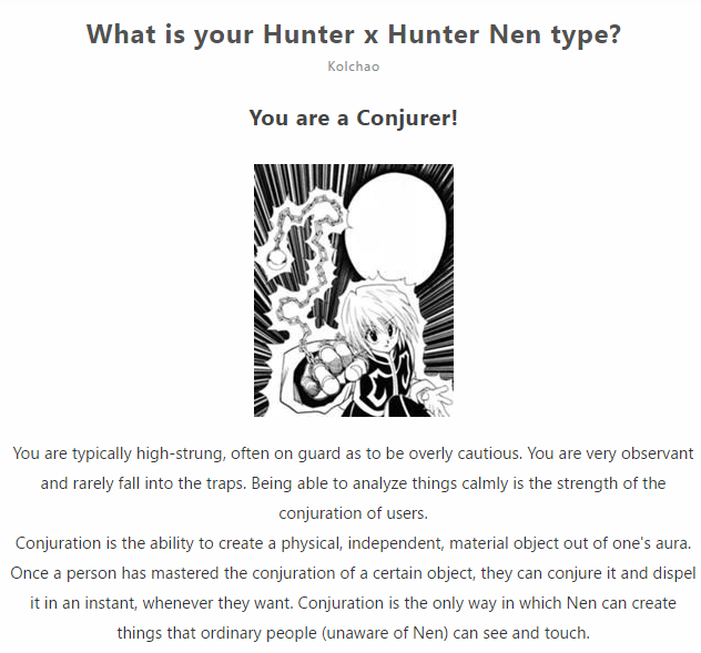 Test Your Nen Compatibility with the Hxh Nen Type Quiz